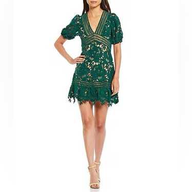 Adelyn Rae Adrian Floral Crochet Lace Dress on Gre