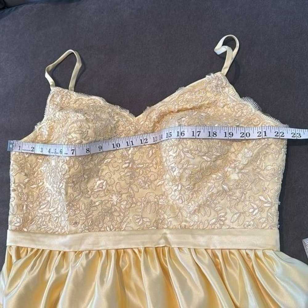 Yellow Satin Spaghetti Strap Prom Party Dress Cor… - image 10