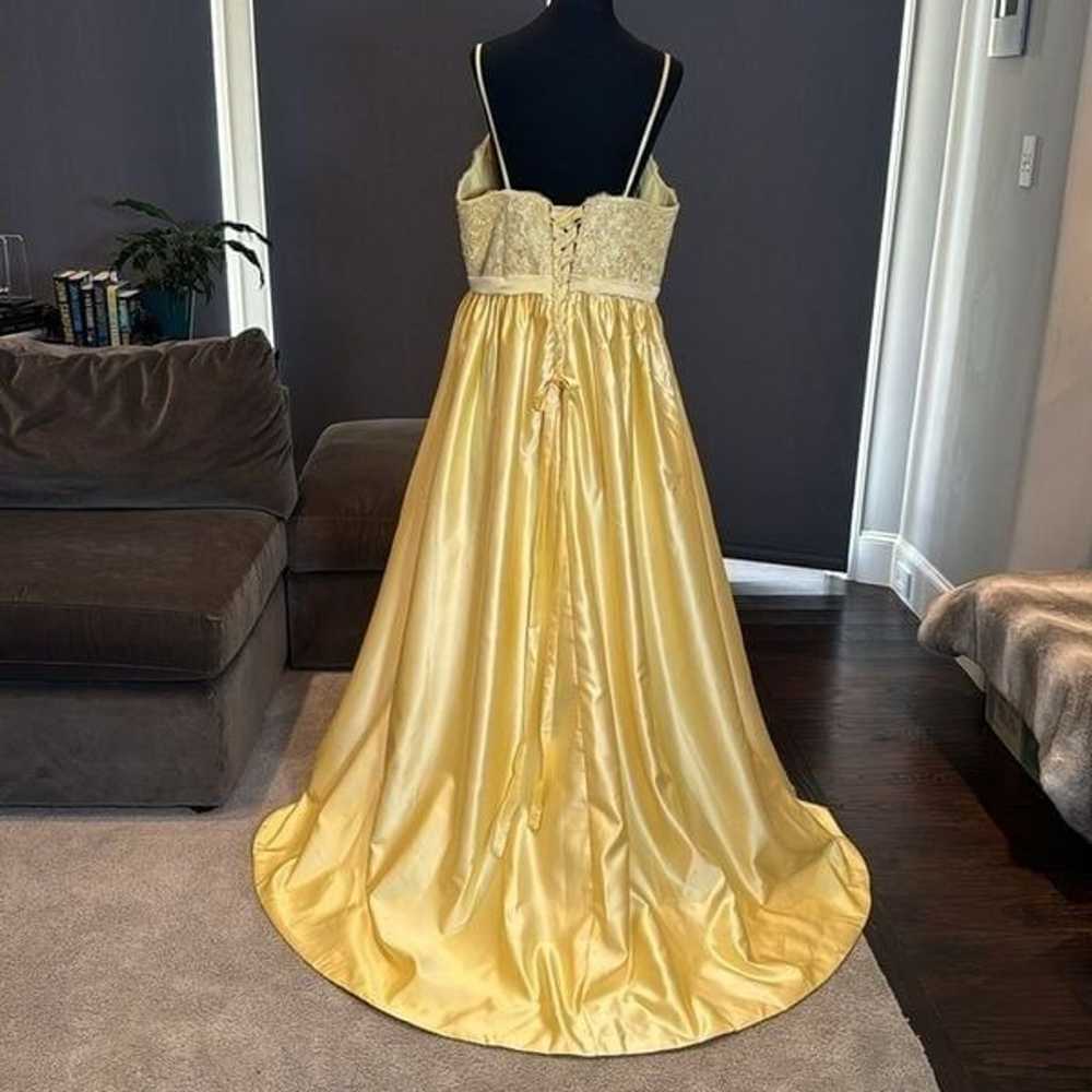 Yellow Satin Spaghetti Strap Prom Party Dress Cor… - image 5