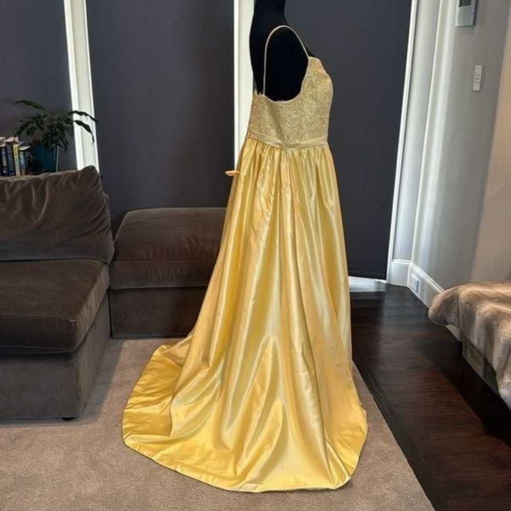 Yellow Satin Spaghetti Strap Prom Party Dress Cor… - image 7