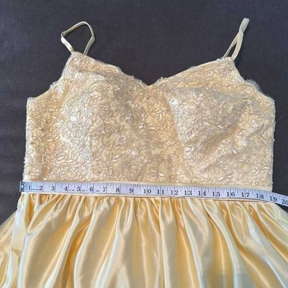 Yellow Satin Spaghetti Strap Prom Party Dress Cor… - image 9