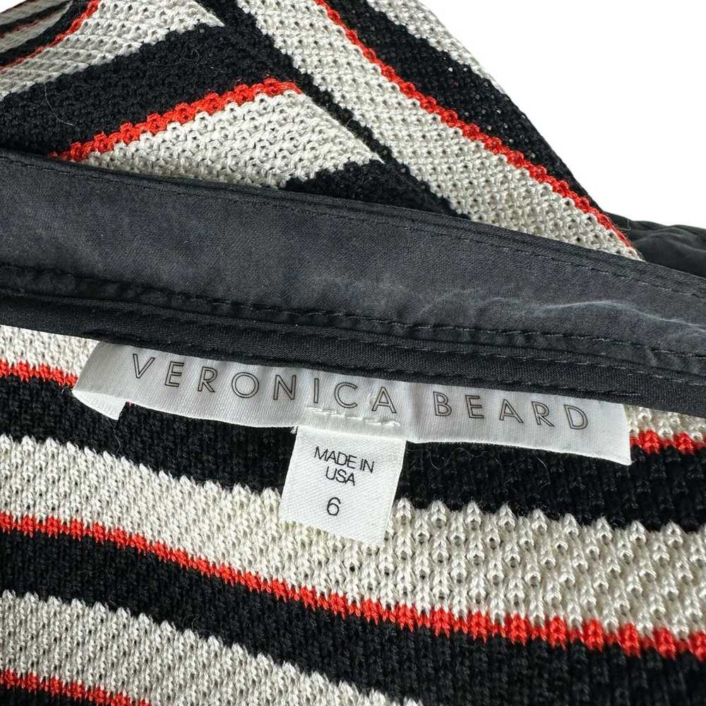 VERONICA BEARD Black White Red Striped V-Neck Spo… - image 6