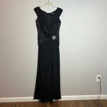 Tadashi Collection black silk cinched evening dres
