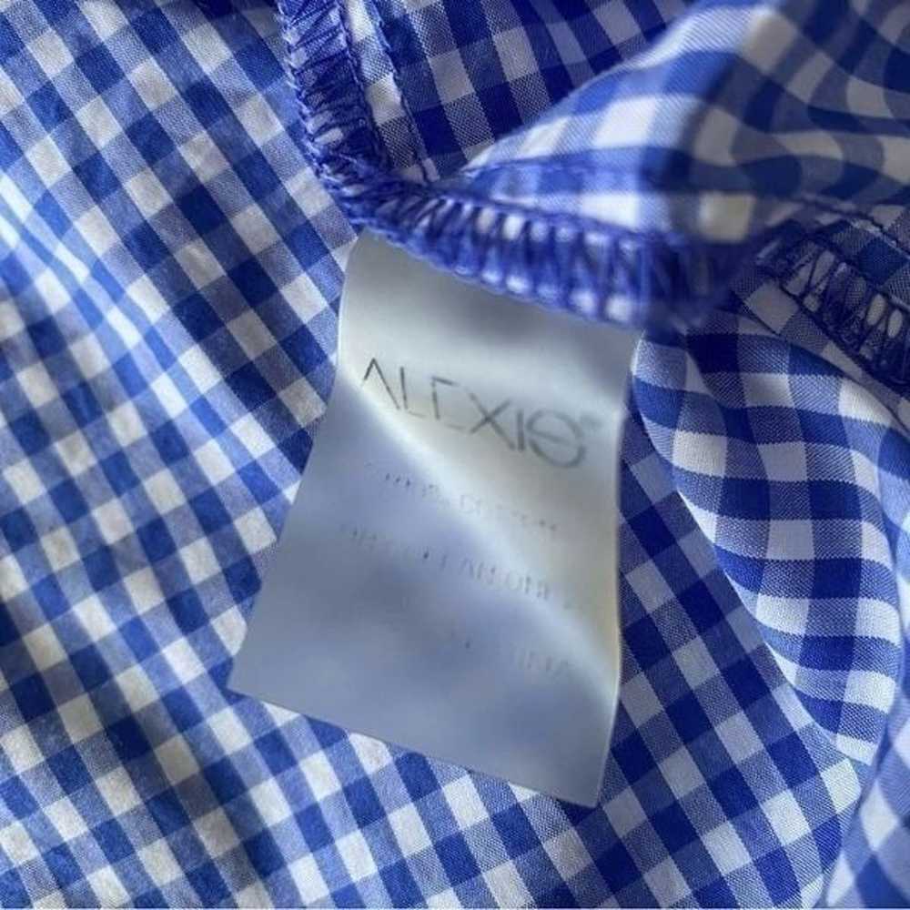 Alexis Blue and White Gingham Off the Shoulder Ru… - image 7