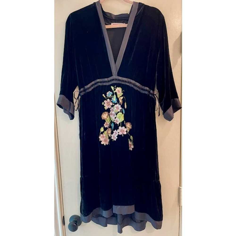 Johnny Was Women’s Black Velvet Dress Floral Embr… - image 1