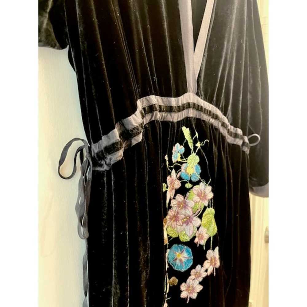 Johnny Was Women’s Black Velvet Dress Floral Embr… - image 5