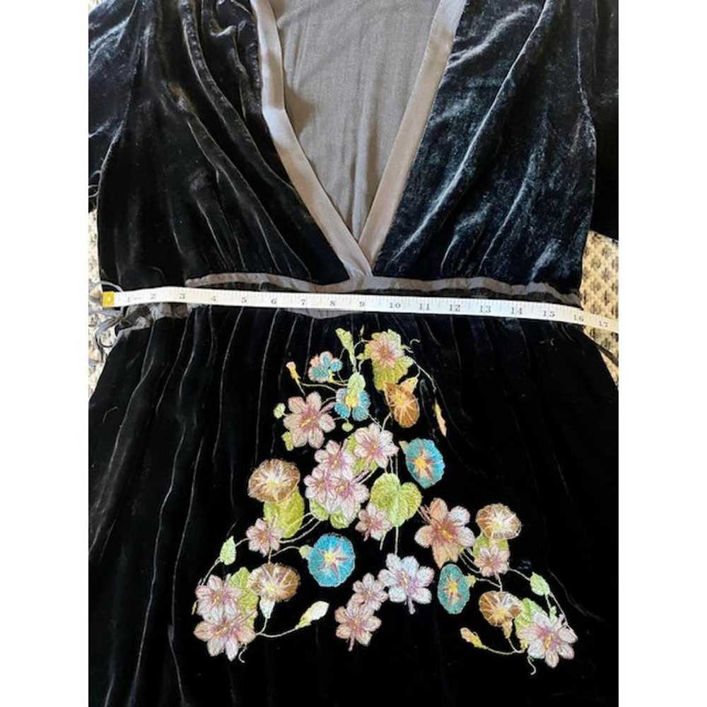 Johnny Was Women’s Black Velvet Dress Floral Embr… - image 9