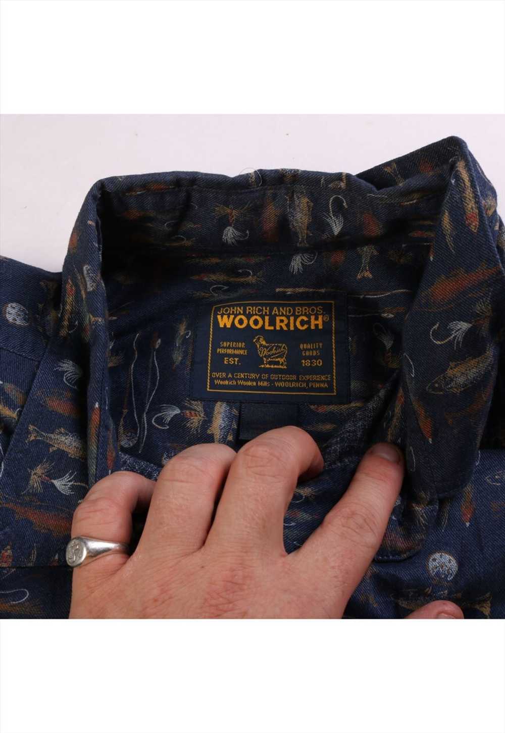 Vintage 90's Woolrich Shirt Fish Long Sleeve Butt… - image 4