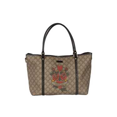 GUCCI Gucci Monogram Canvas Tattoo Heart Tote Bag - image 1