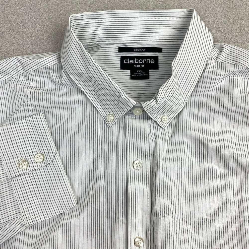 Vintage Claiborne Dress Shirt Mens 2XL White Blac… - image 1
