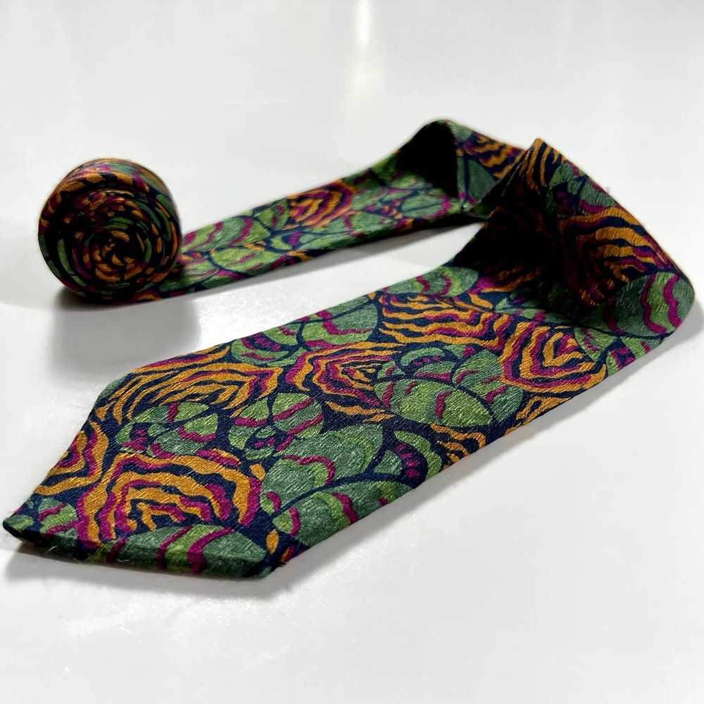 Other Tino Cosma Men Neck Tie Green Red 100% Silk… - image 1