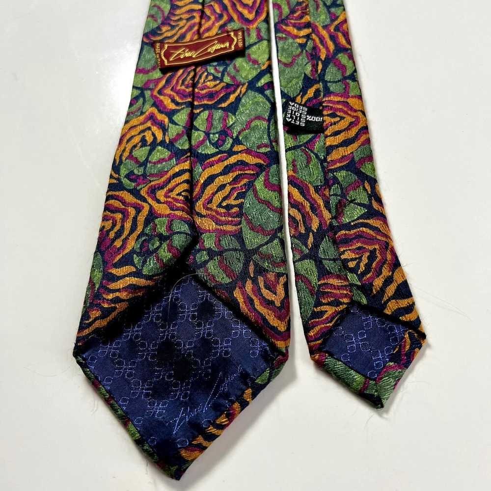 Other Tino Cosma Men Neck Tie Green Red 100% Silk… - image 2