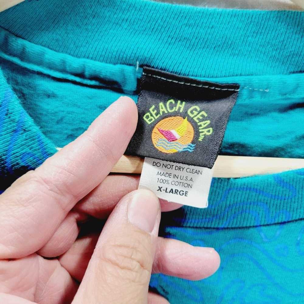 Vintage Beach Gear T Shirt Mens XL Blue Water Spo… - image 3