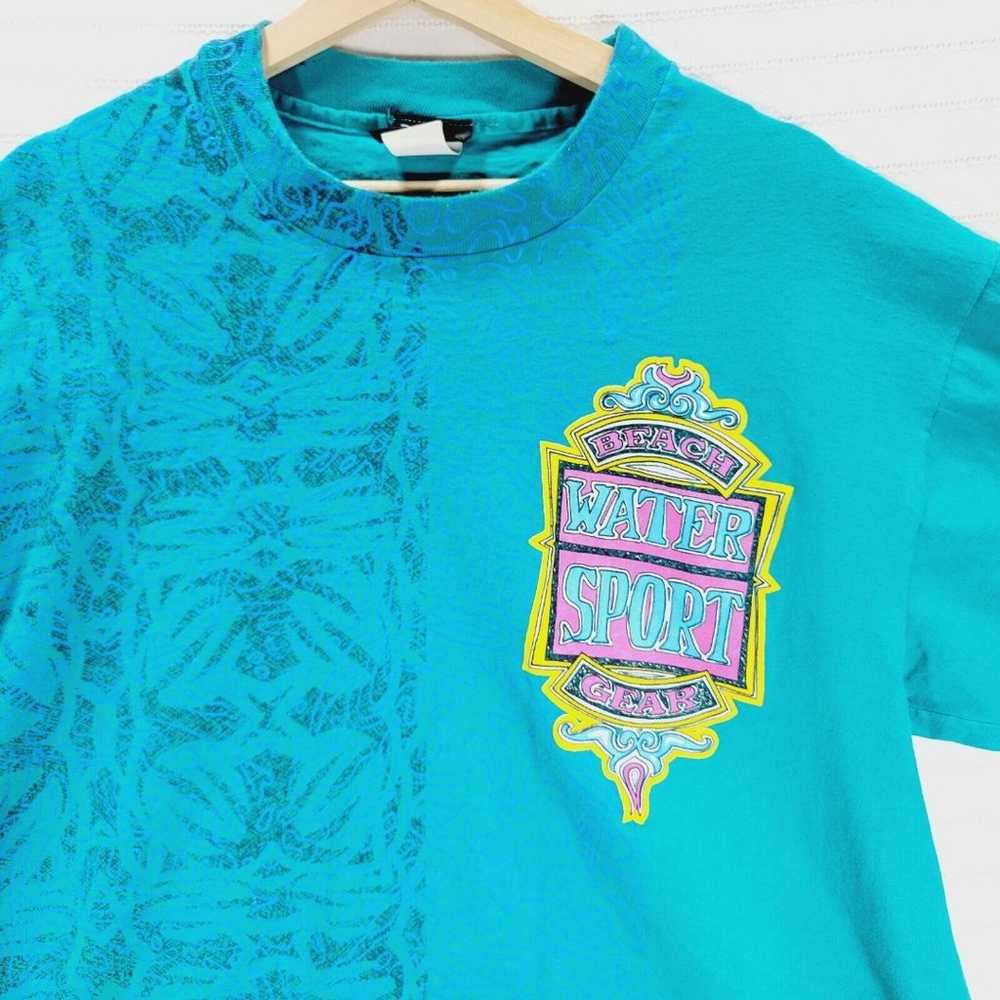 Vintage Beach Gear T Shirt Mens XL Blue Water Spo… - image 4