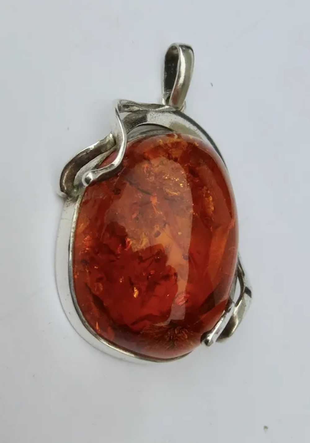 Sterling Silver and Baltic Amber Pendant - image 2