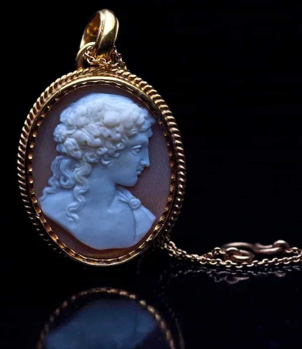 Antique Victorian Shell Cameo Locket Pendant Neck… - image 5