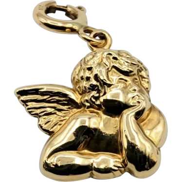 14K Gold Cherub Angel Charm Pendant