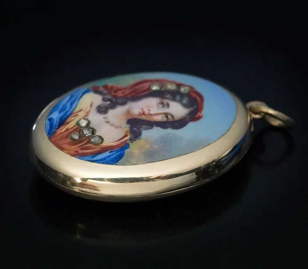 Antique 19th Century Italian Painted Enamel Minia… - image 2