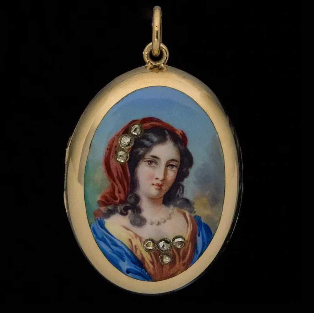 Antique 19th Century Italian Painted Enamel Minia… - image 3