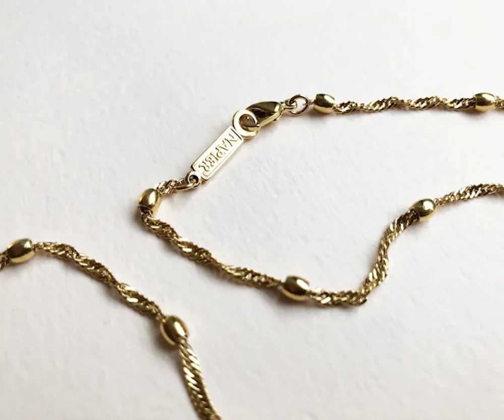 Dainty gold chain necklace Napier, 60s vintage ba… - image 4