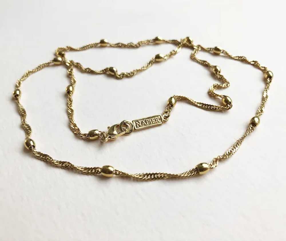 Dainty gold chain necklace Napier, 60s vintage ba… - image 6