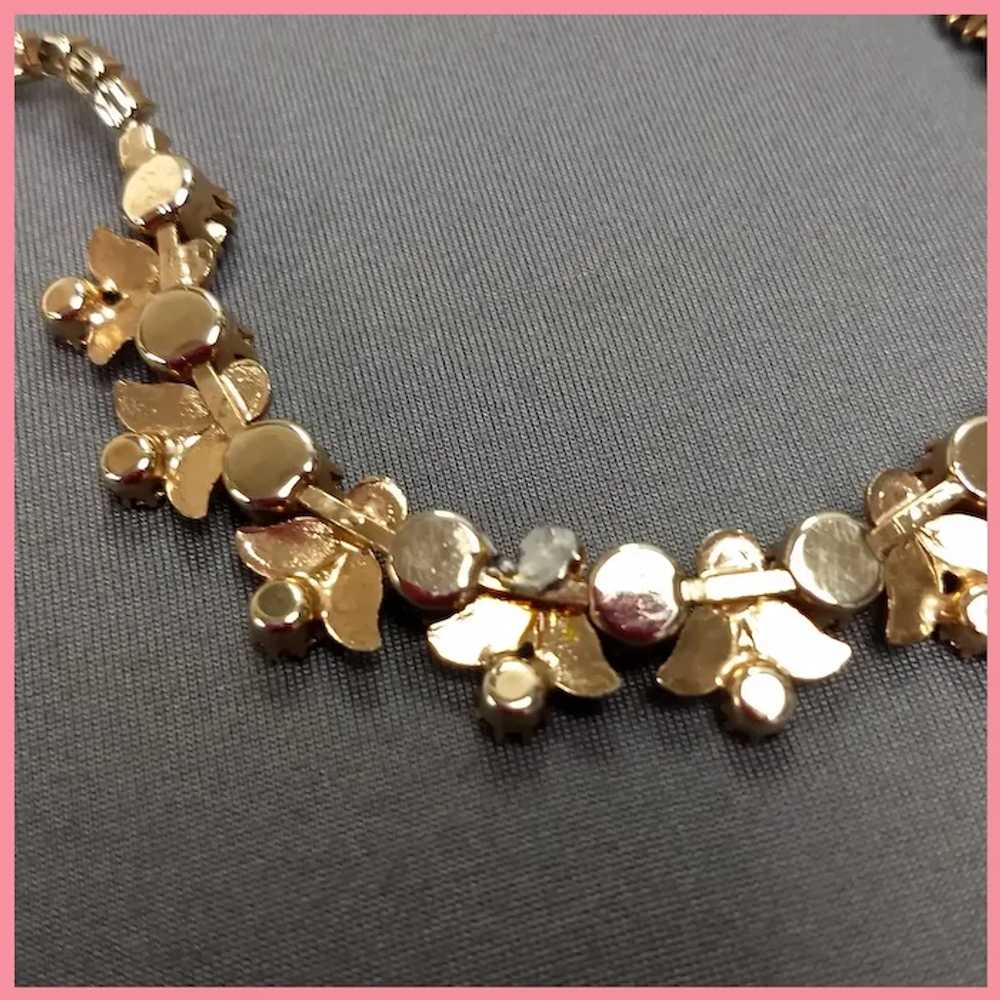 Vintage Weiss Pink Rhinestone White Enamel Choker… - image 9