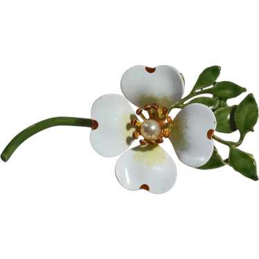 Original by Robert enamel dogwood flower pin faux… - image 1