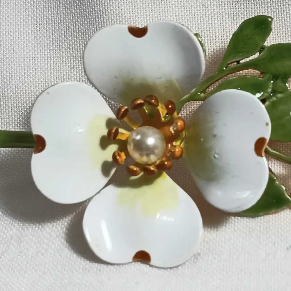 Original by Robert enamel dogwood flower pin faux… - image 2