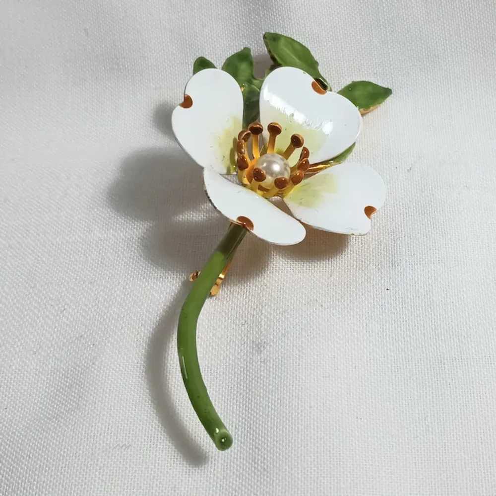 Original by Robert enamel dogwood flower pin faux… - image 3