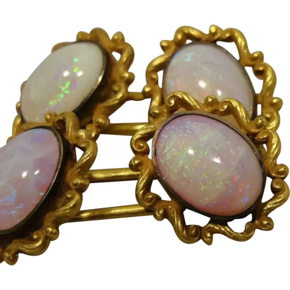 14k Art Nouveau Vintage Opal Cufflinks Signed KOHN - image 1