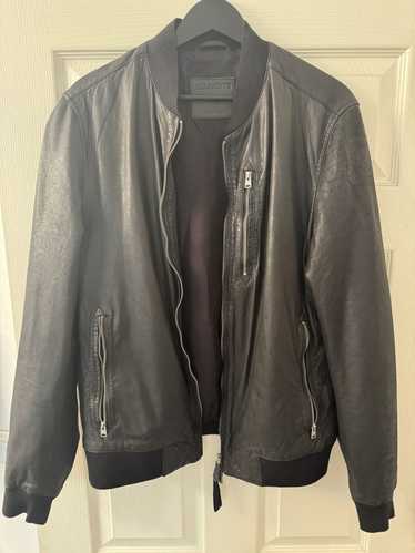 Allsaints Black leather bomber jacket