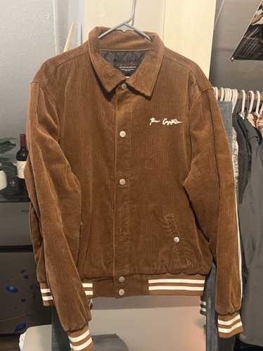 Streetwear Brown corduroy varsity button up jacket