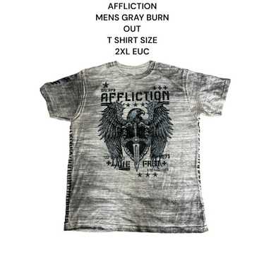 AFFLICTION MENS GRAY BURN OUT GRAPHIC T SHIRT SIZE