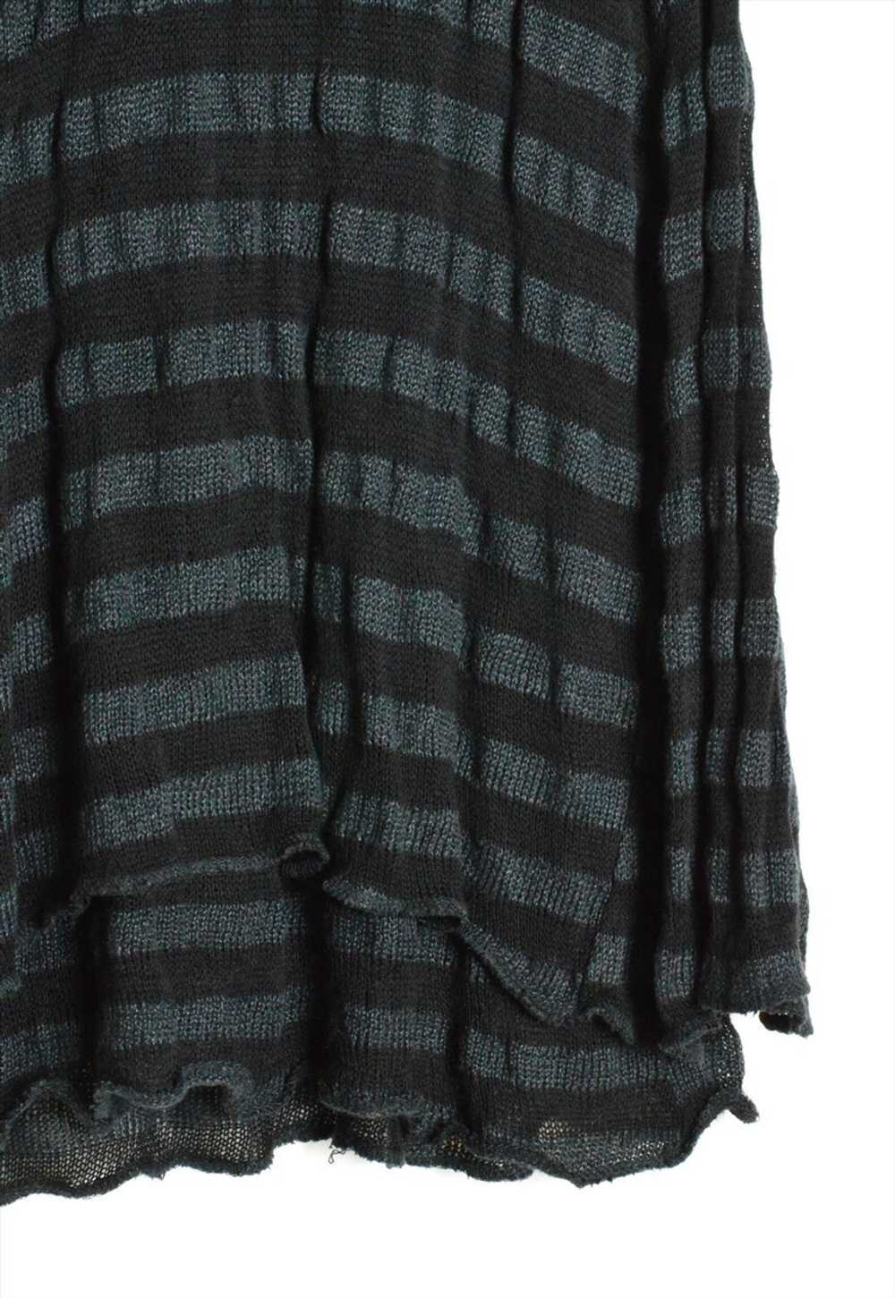 Y2K Black Grey Striped Knit Linen Blend Gothic Mi… - image 2