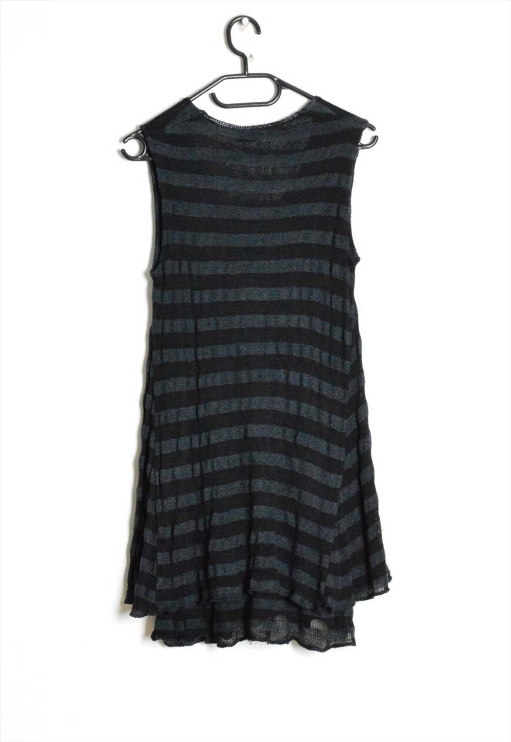 Y2K Black Grey Striped Knit Linen Blend Gothic Mi… - image 3