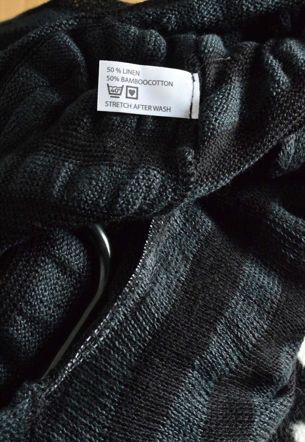 Y2K Black Grey Striped Knit Linen Blend Gothic Mi… - image 5
