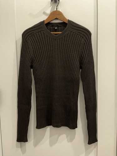 Helmut Lang Last Drop V-Neck Wool Military Sweater