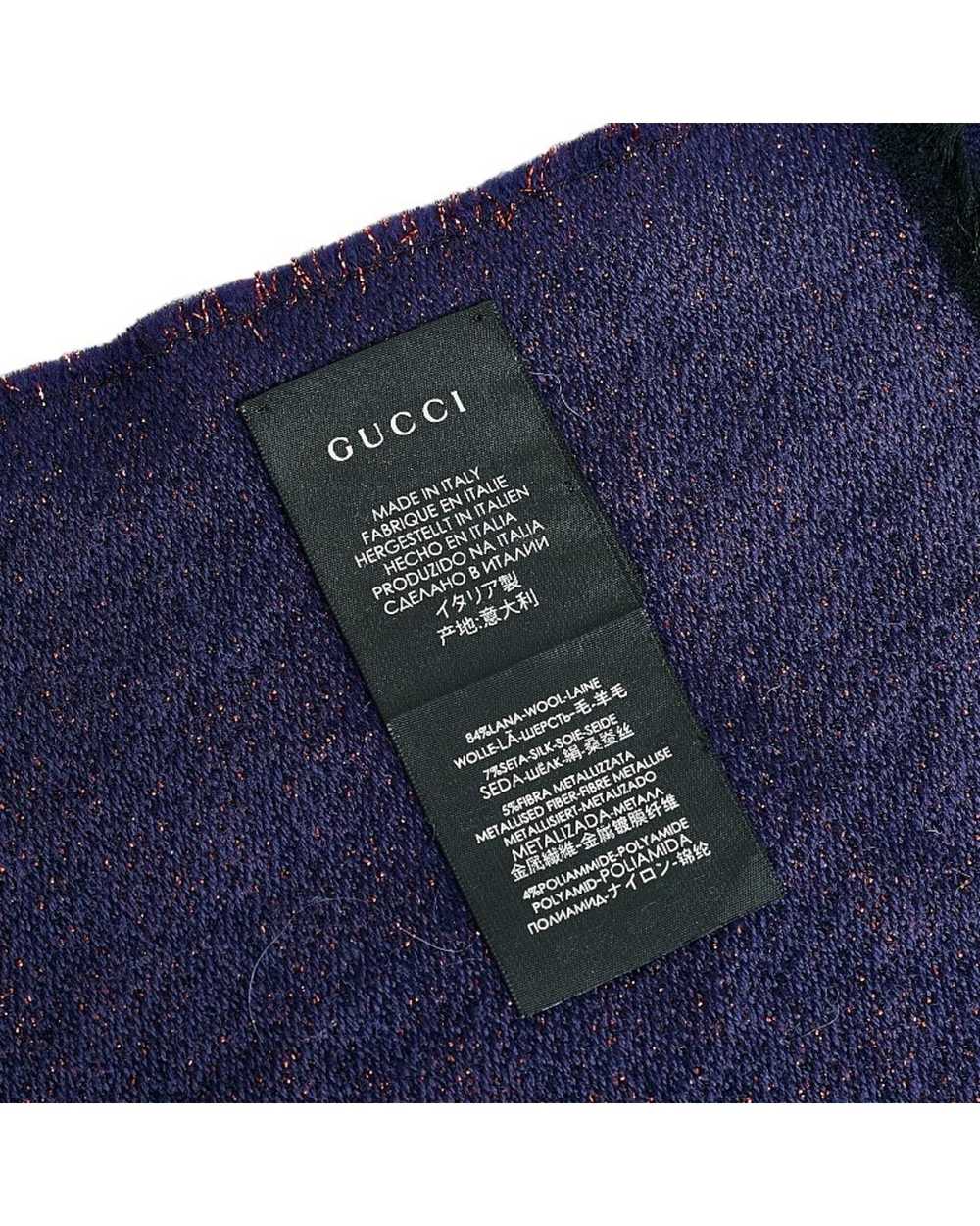 Gucci Navy and Red Wool-Silk Stole - image 5