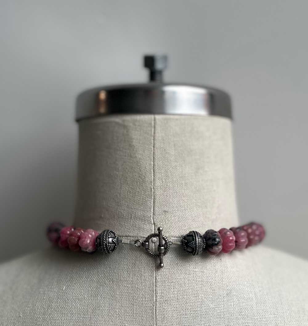 Pink and Black Carved Rhodonite Necklace - image 2