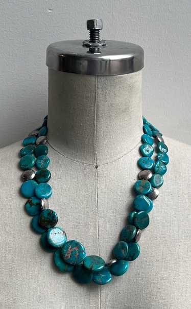 Two Strands of Arizona Turquoise Coins Necklace