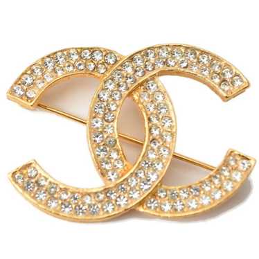 Chanel CHANEL Brooch Pin Coco Mark Rhinestone Gold - image 1