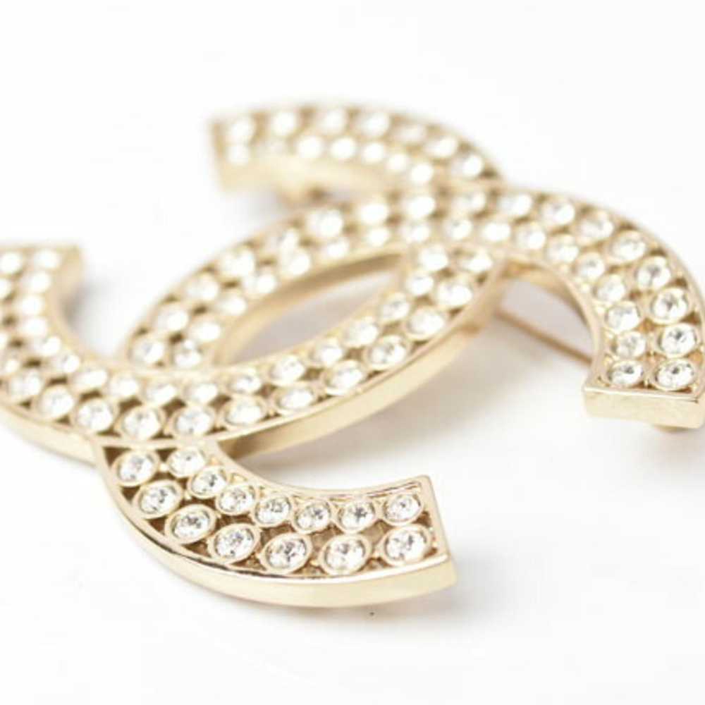 Chanel CHANEL Brooch Pin Coco Mark Rhinestone Gold - image 3