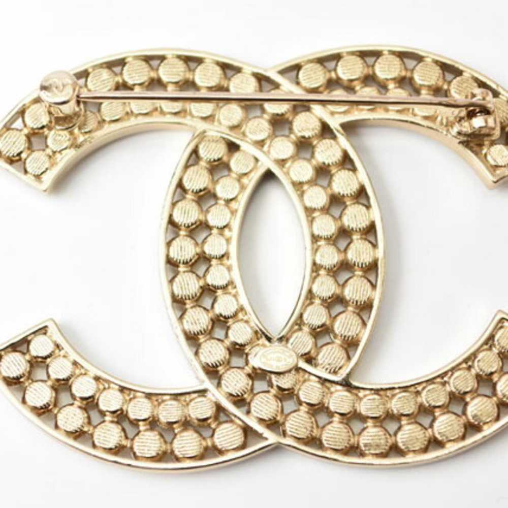 Chanel CHANEL Brooch Pin Coco Mark Rhinestone Gold - image 4