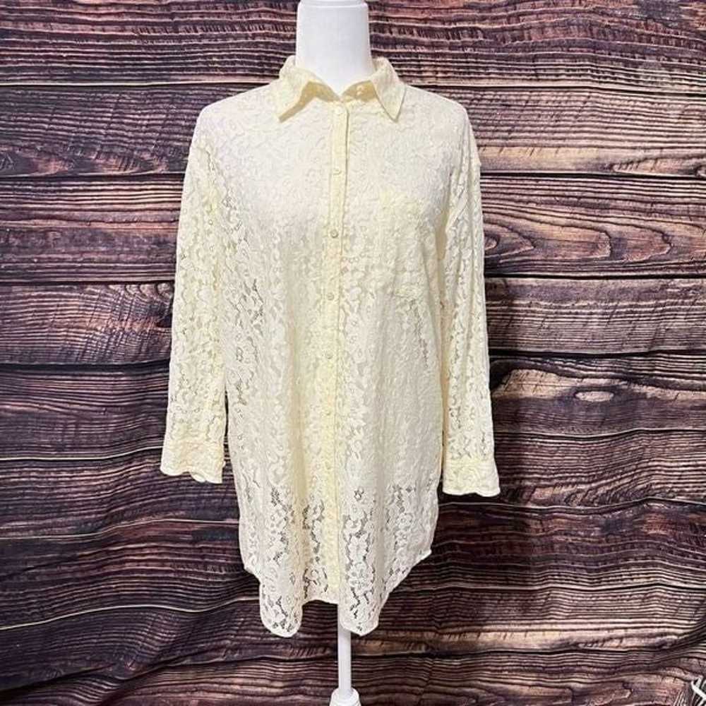 Equipment Femme** Small Lace Long Sleeve Blouse T… - image 1