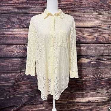 Equipment Femme** Small Lace Long Sleeve Blouse T… - image 1