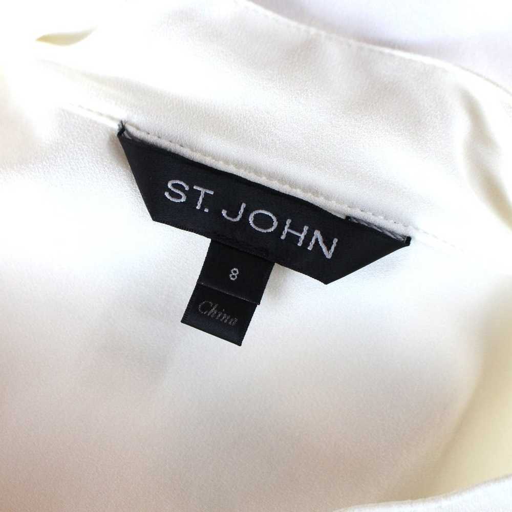 St. John Ivory Button Front Silk Neck Tie Bow Blo… - image 6