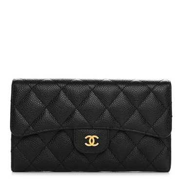 CHANEL Caviar Quilted Large Flap Wallet Black