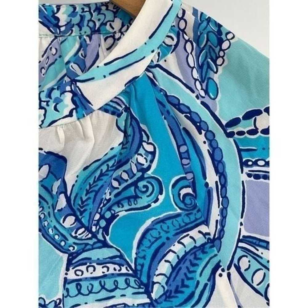 Lilly Pulitzer Silk Blouse Top Shirt Women XS Blu… - image 4