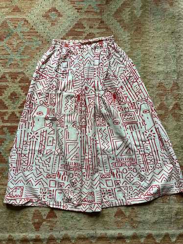 Random Vintage Mid-length Red and White Patterned…