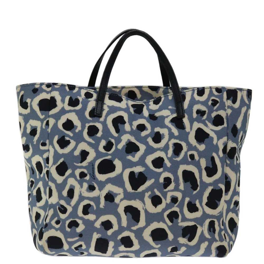 Gucci GUCCI Leopard Hand Bag Canvas Blue 284721 A… - image 2